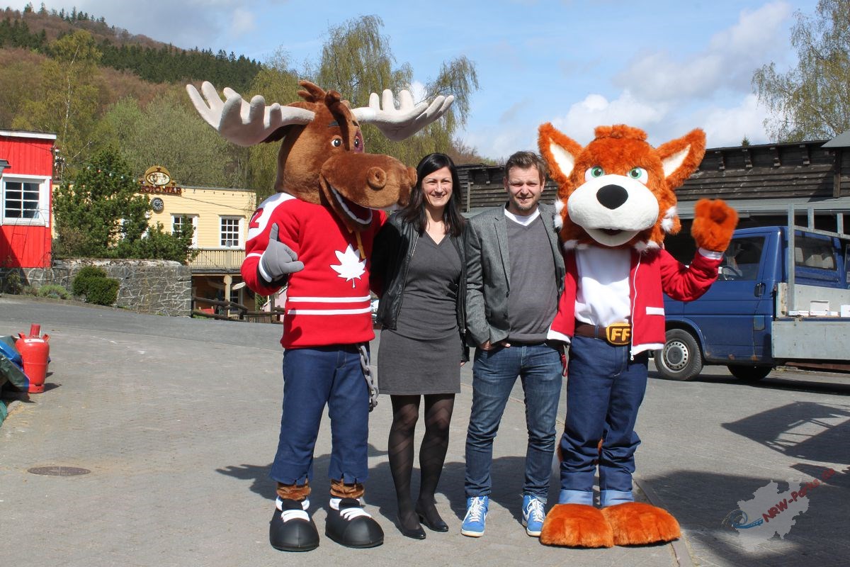 Moose; Christine Shütte, Pressesprecherin; Andreas Sievering, General Manager und Funny Fux Jr.