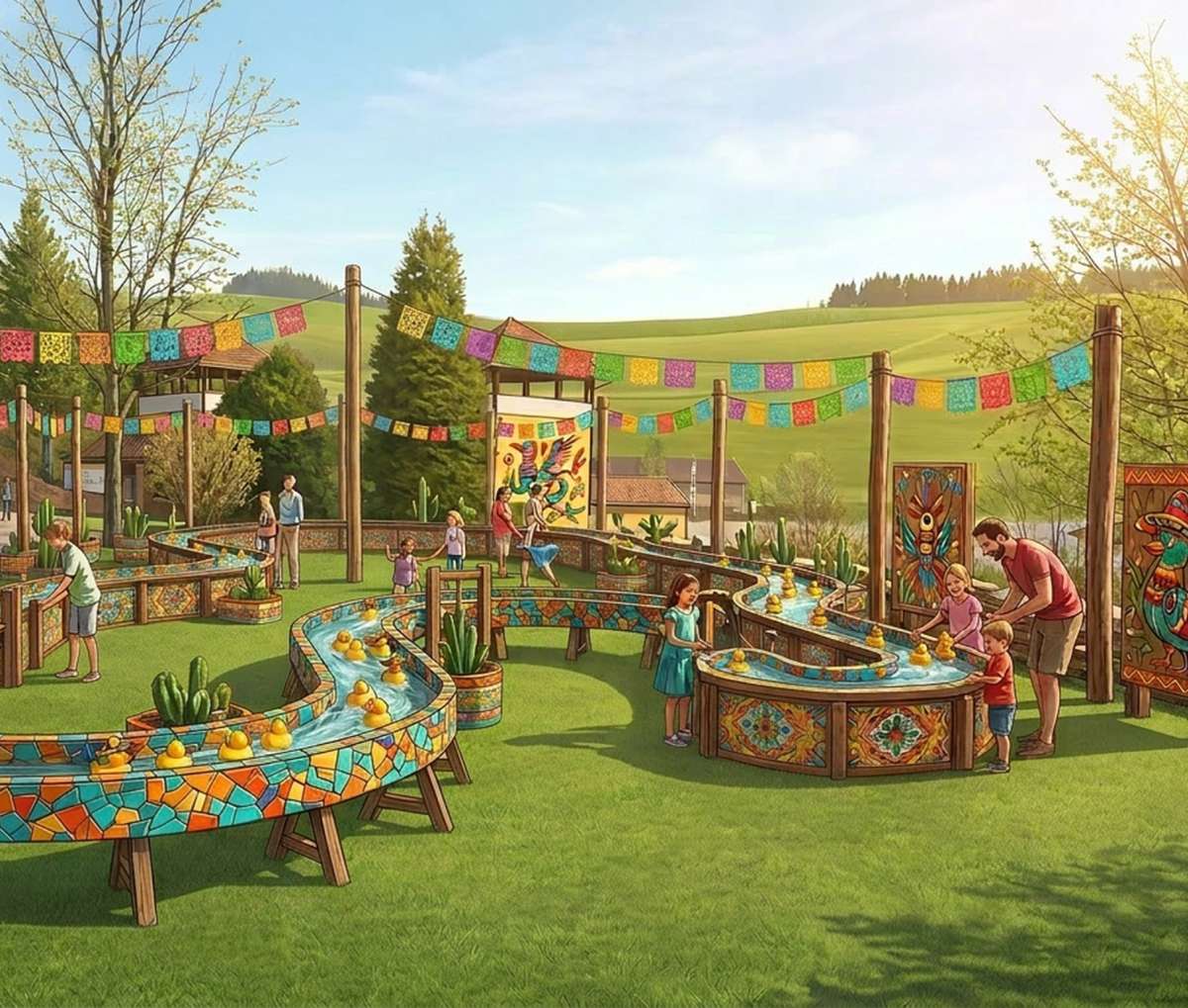 Wasserspielplatz LaCascada im FORT FUN Abenteuerland KI-Simulation © FORT FUN Abenteuerland