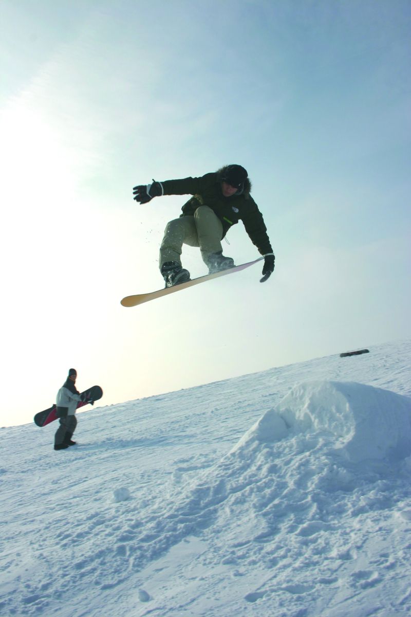 Snowboarding in der Fort Fun Winterwelt